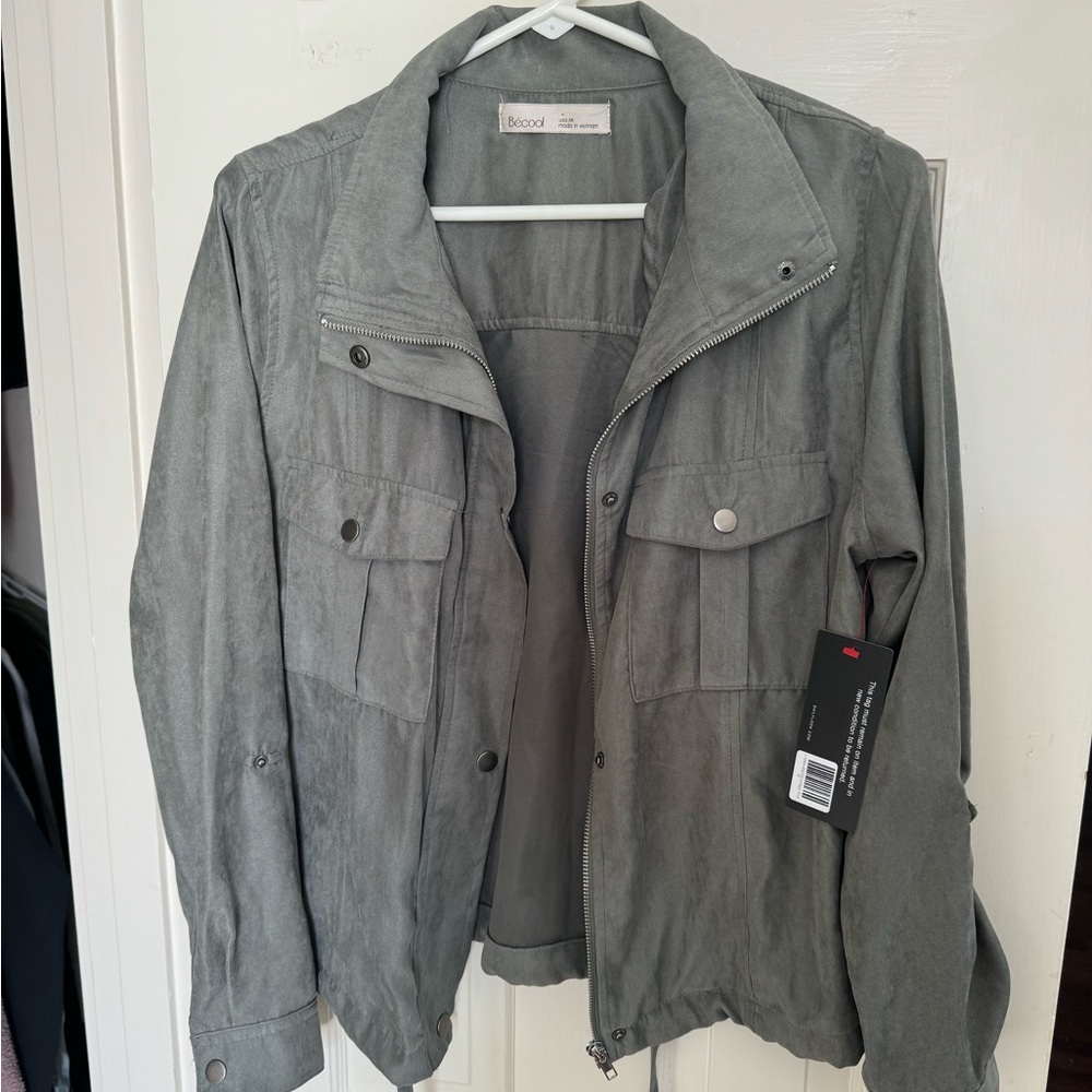 Becool Medium Olive green suede jacket